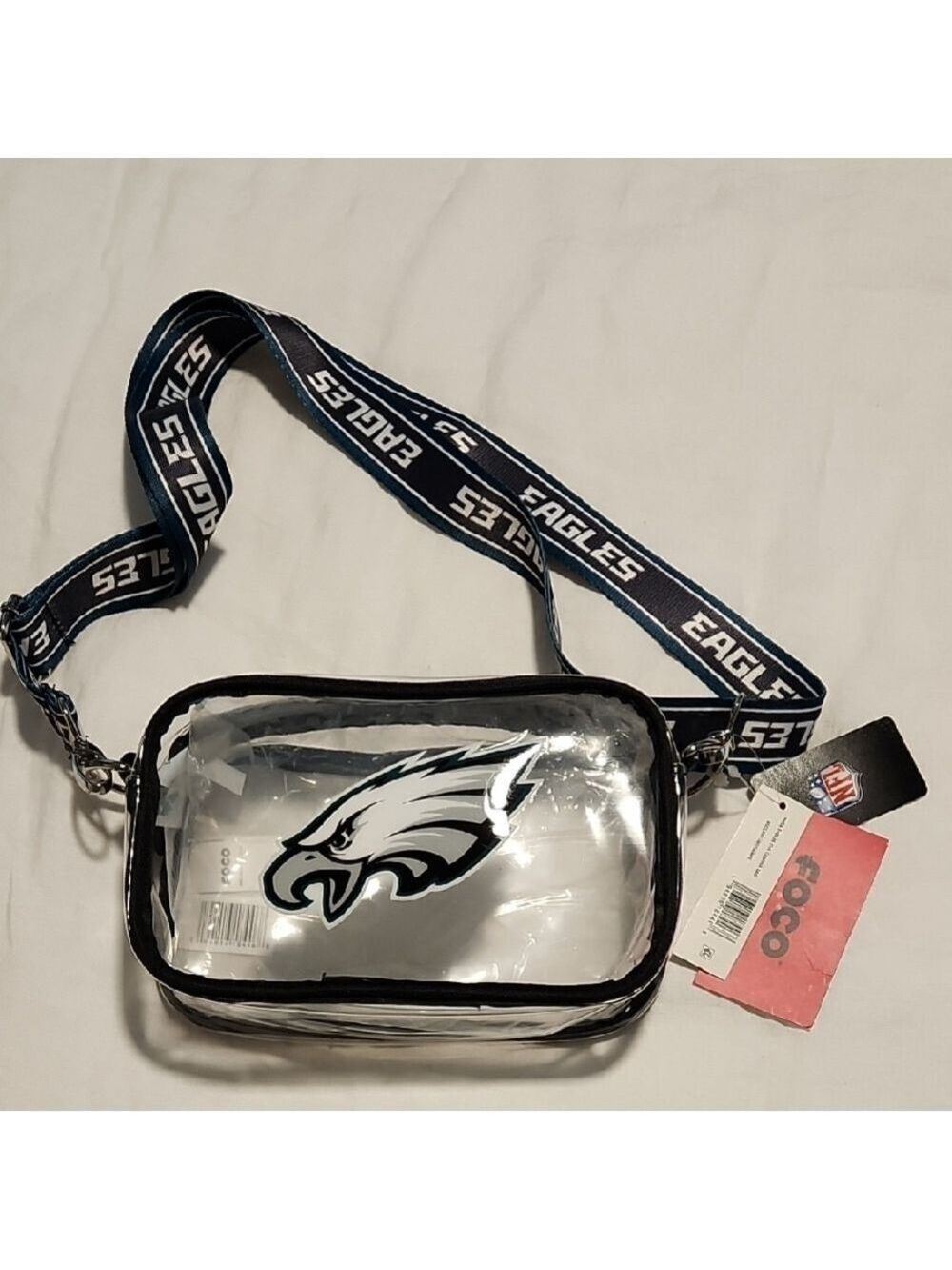 FOCO Clear Messenger Bag with Black Trim